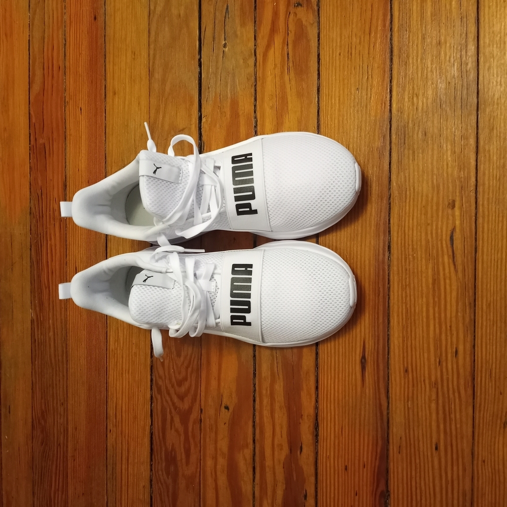Puma White Slip-On Sneakers with Breathable Fabric